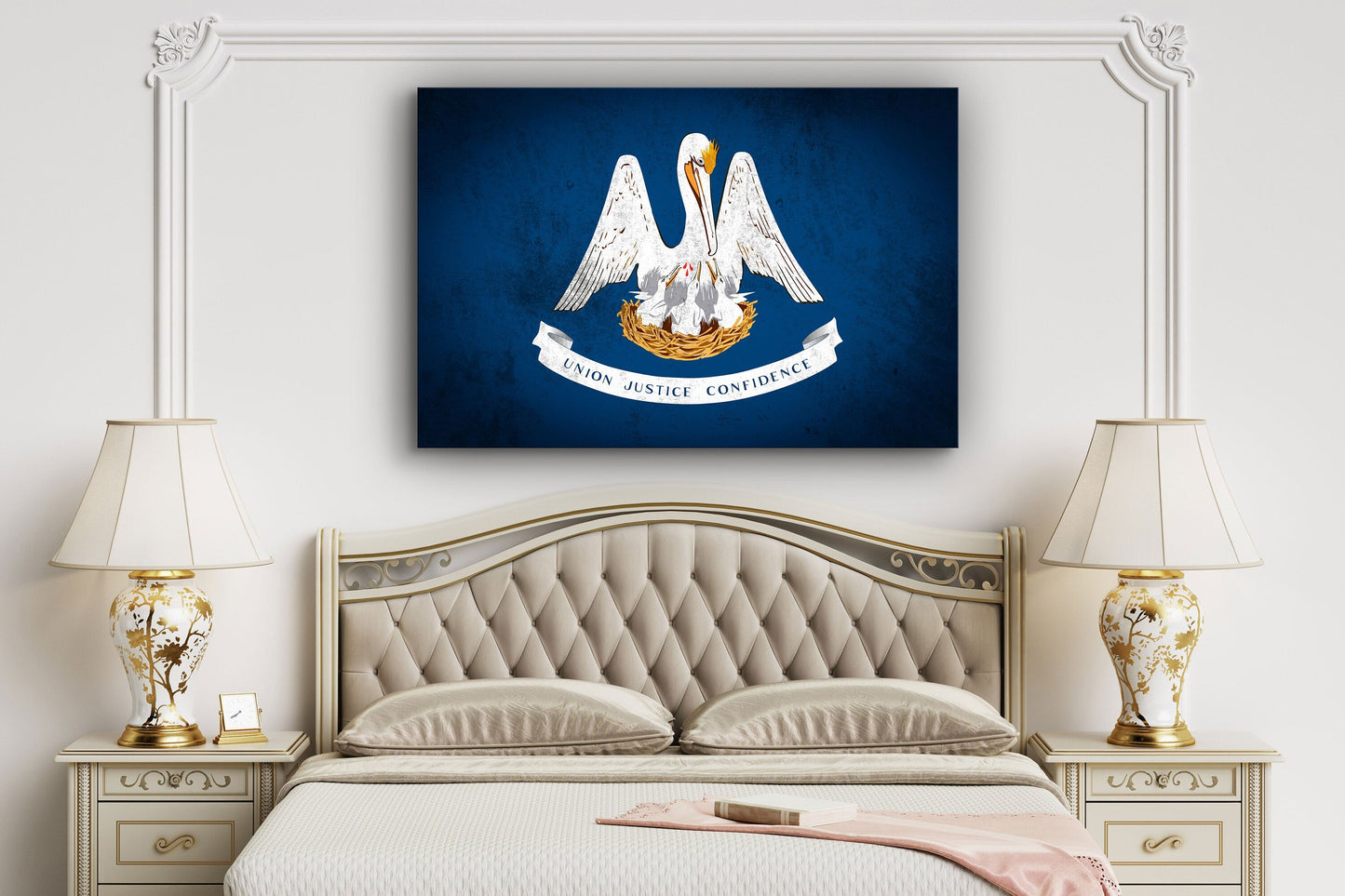 Louisiana Grungy Flag, Large Glass Wall Art