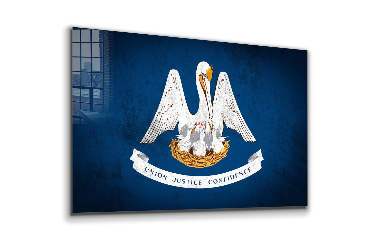 Louisiana Grungy Flag, Large Glass Wall Art