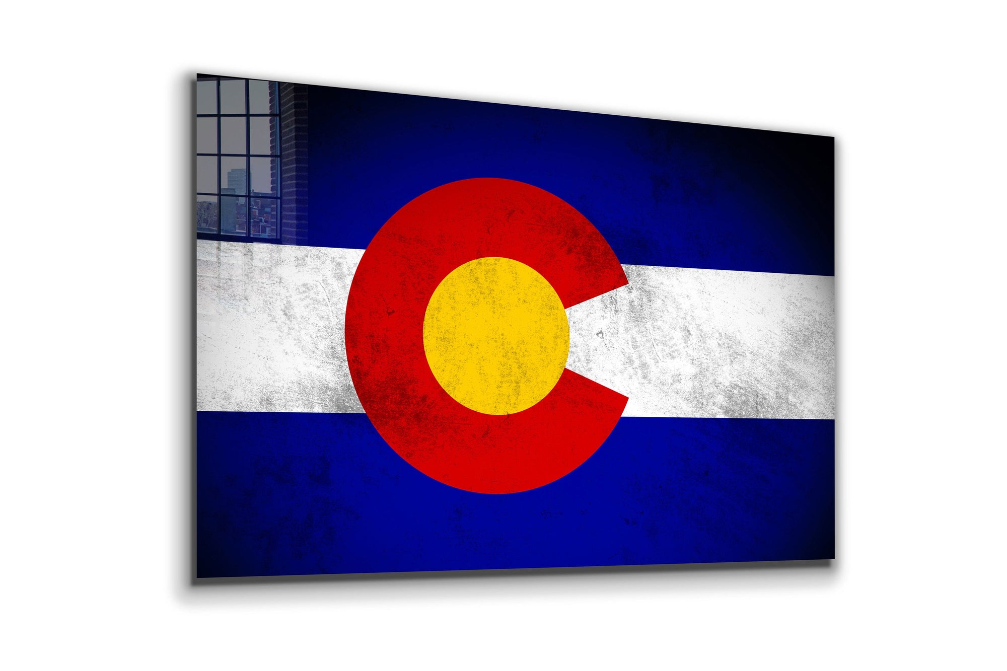 Colorado Grungy Flag, Large Glass Wall Art