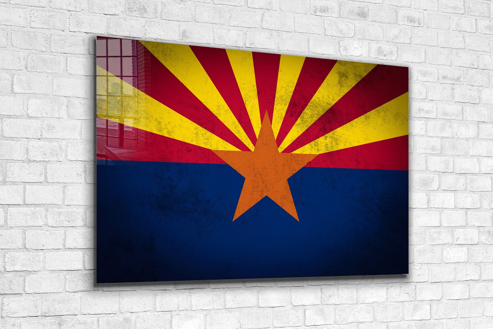 Arizona Grungy Flag, Large Glass Wall Art