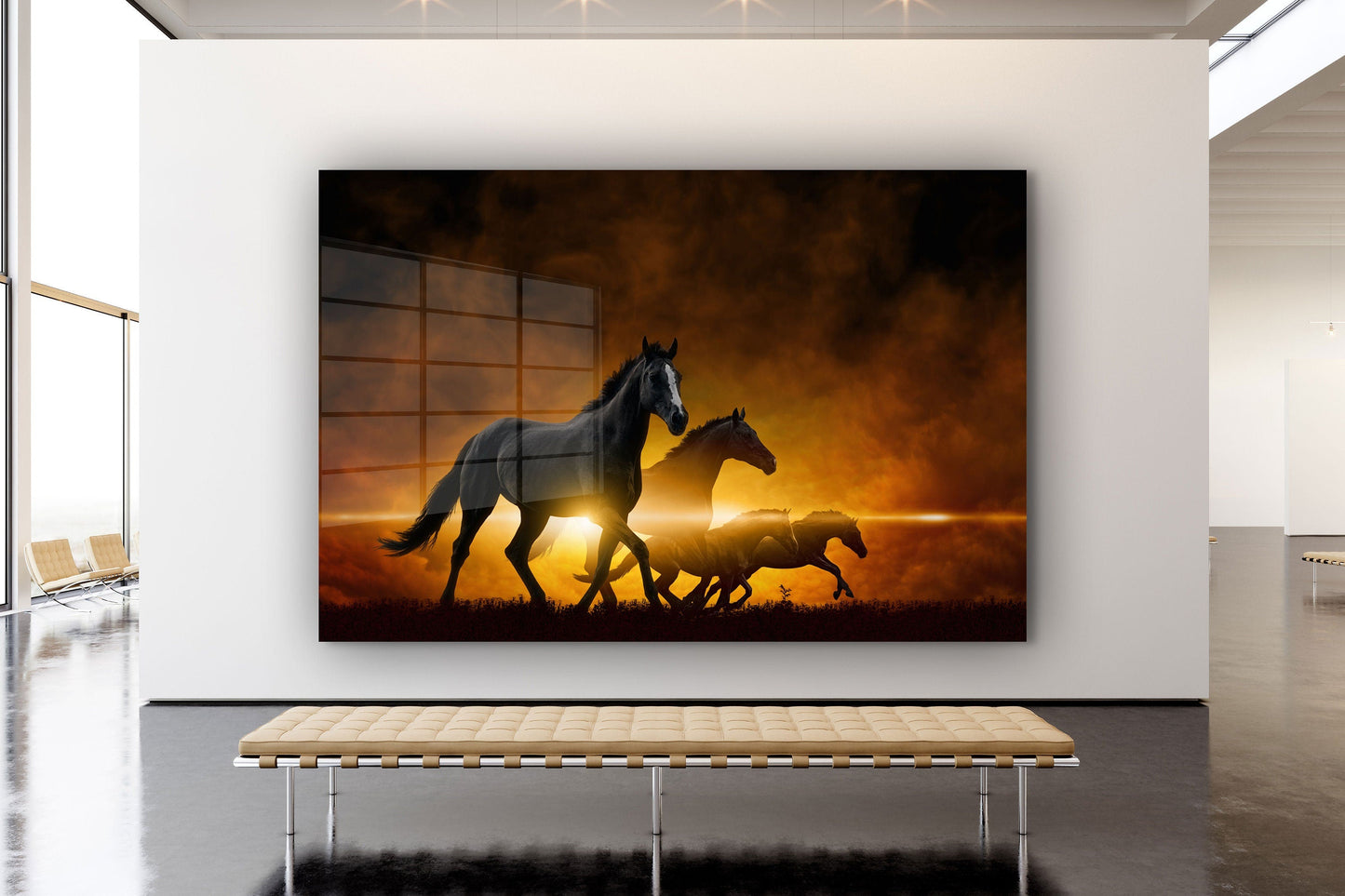 Black Horse, Large Glass Wall Art