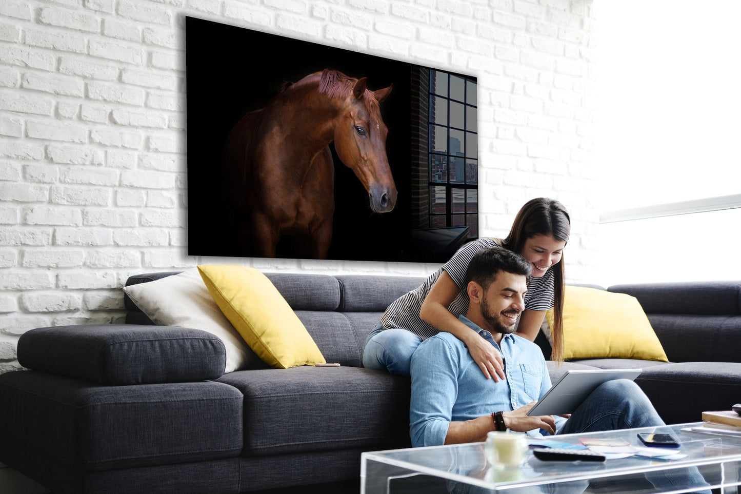 Brown Horse, Large Glass Wall Art