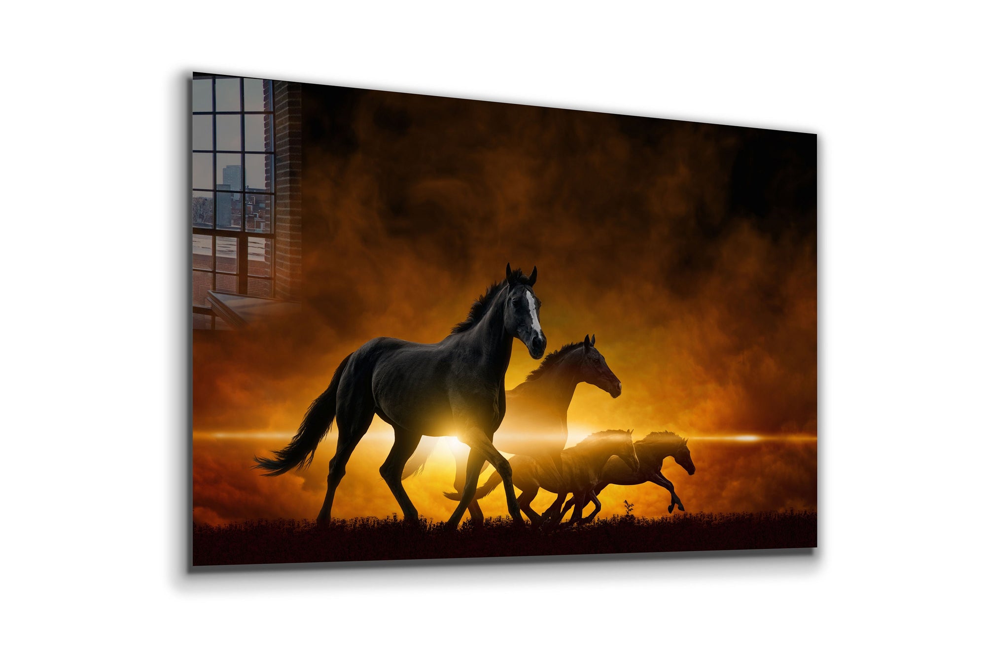 Horses Large Glass Wall Art