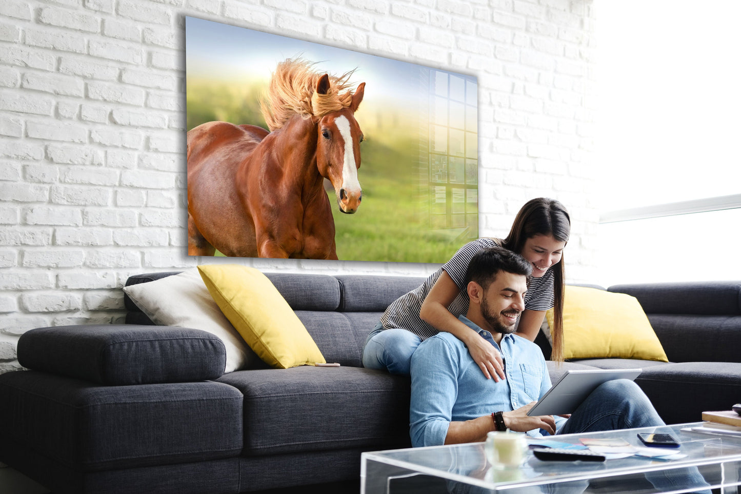 Brown Horse, Large Glass Wall Art