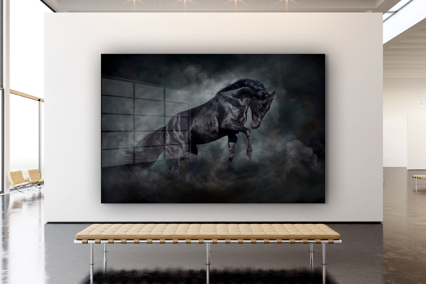 Black Horse, Large Glass Wall Art
