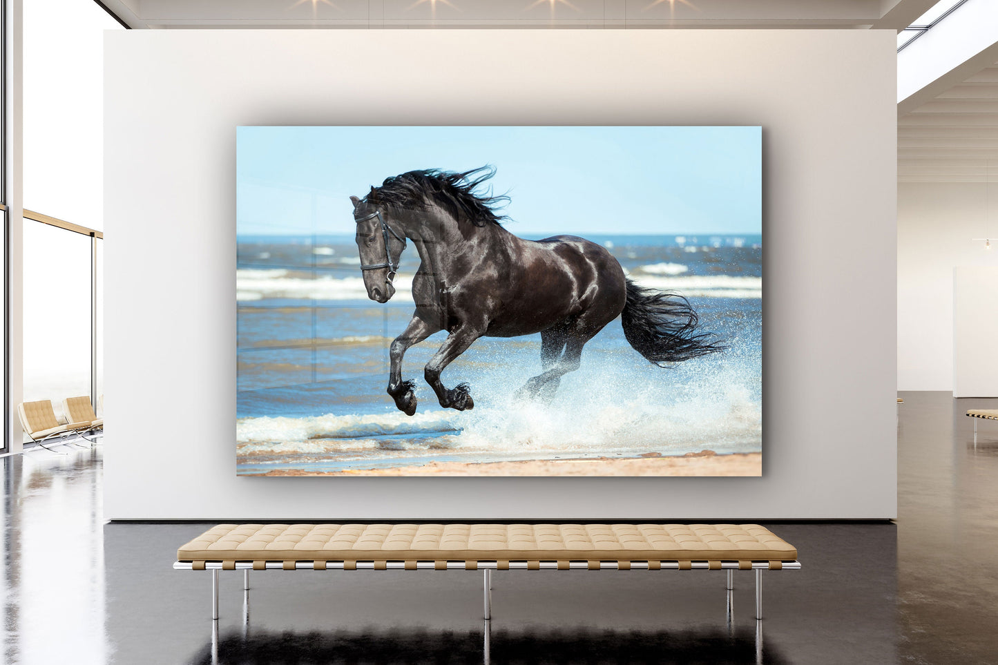 Black Horse, Large Glass Wall Art