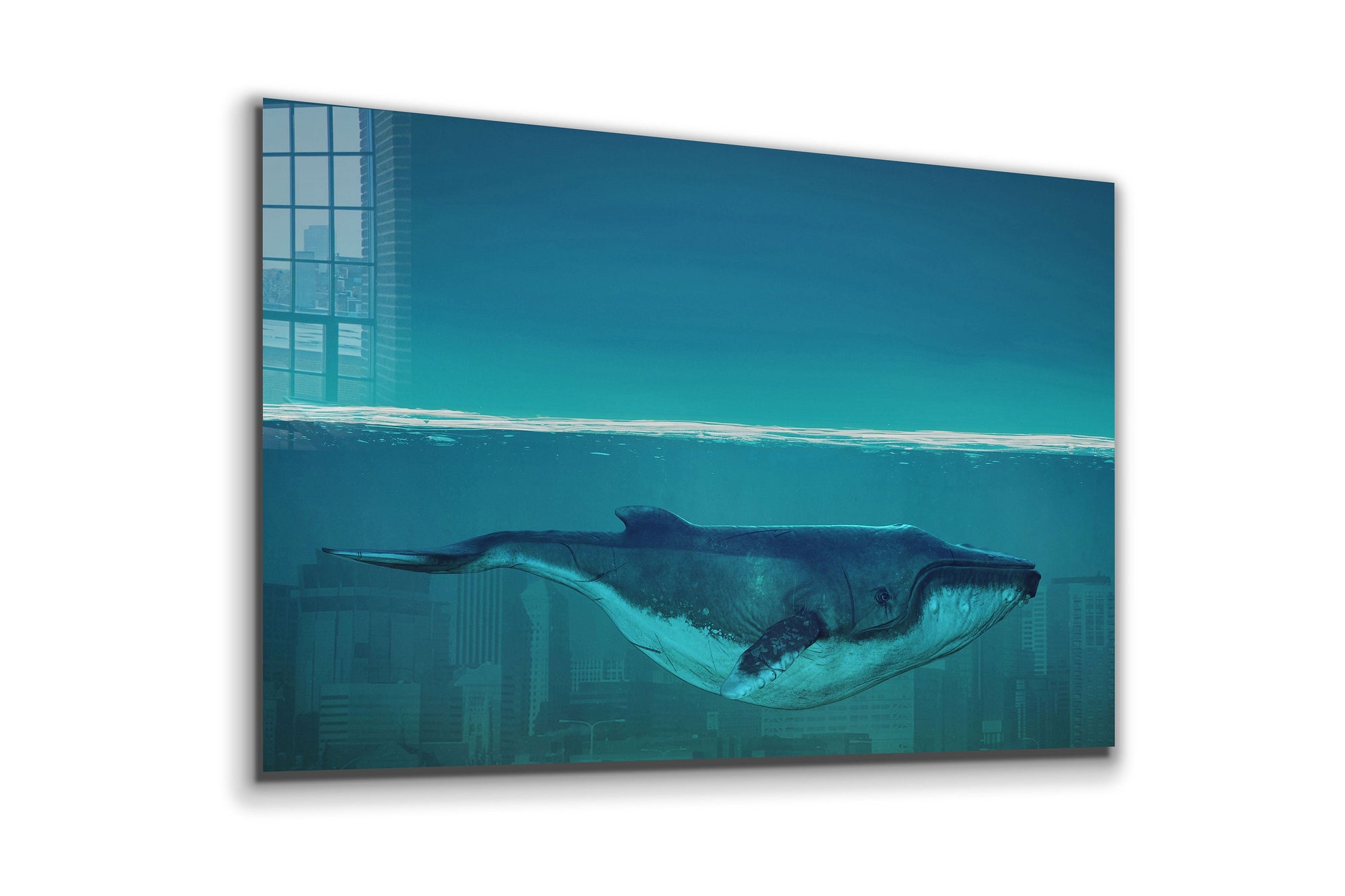 Blue Whale Large Glass Wall Art