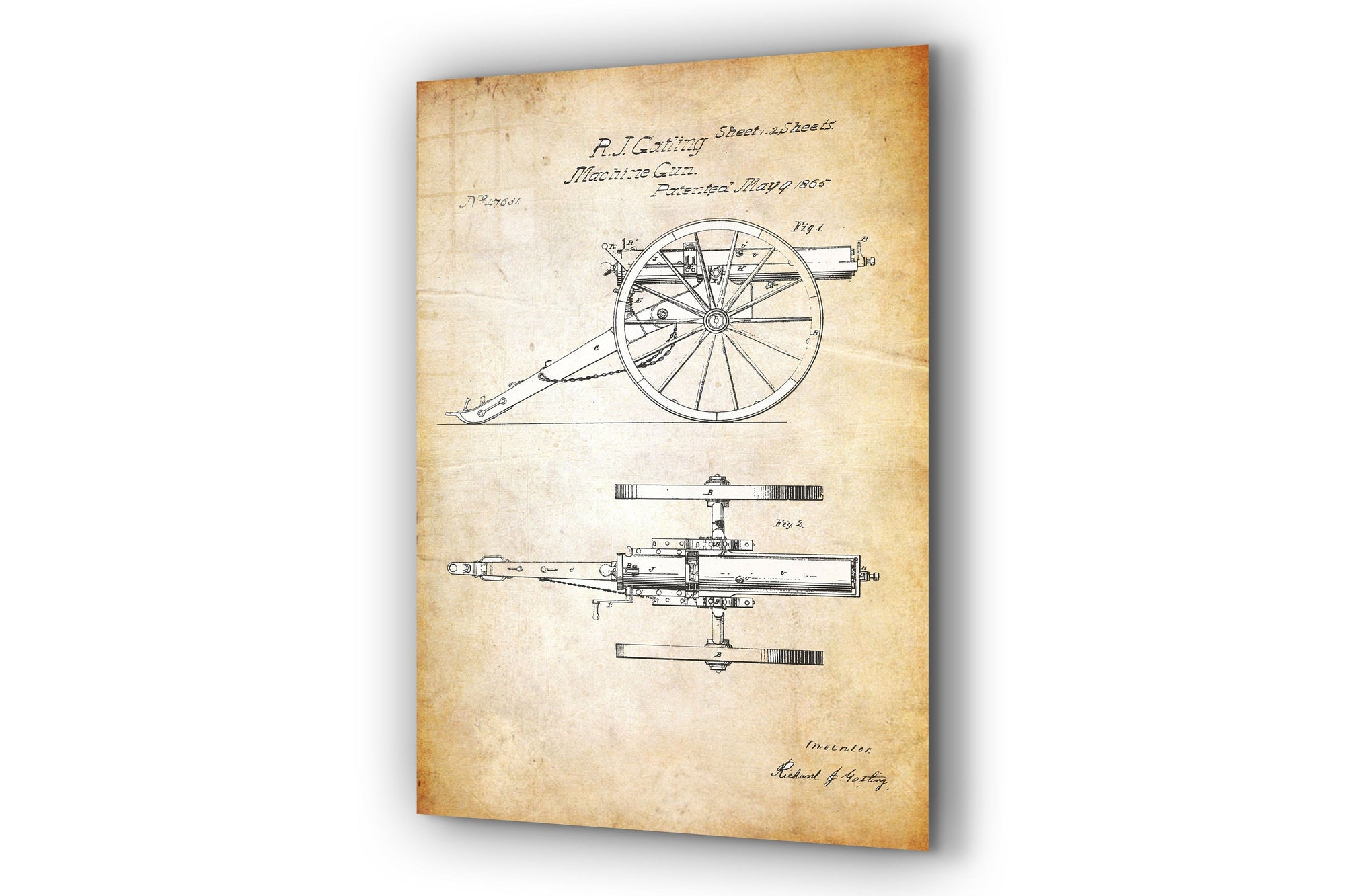 Helicopter Patent Large Glass Wall Art