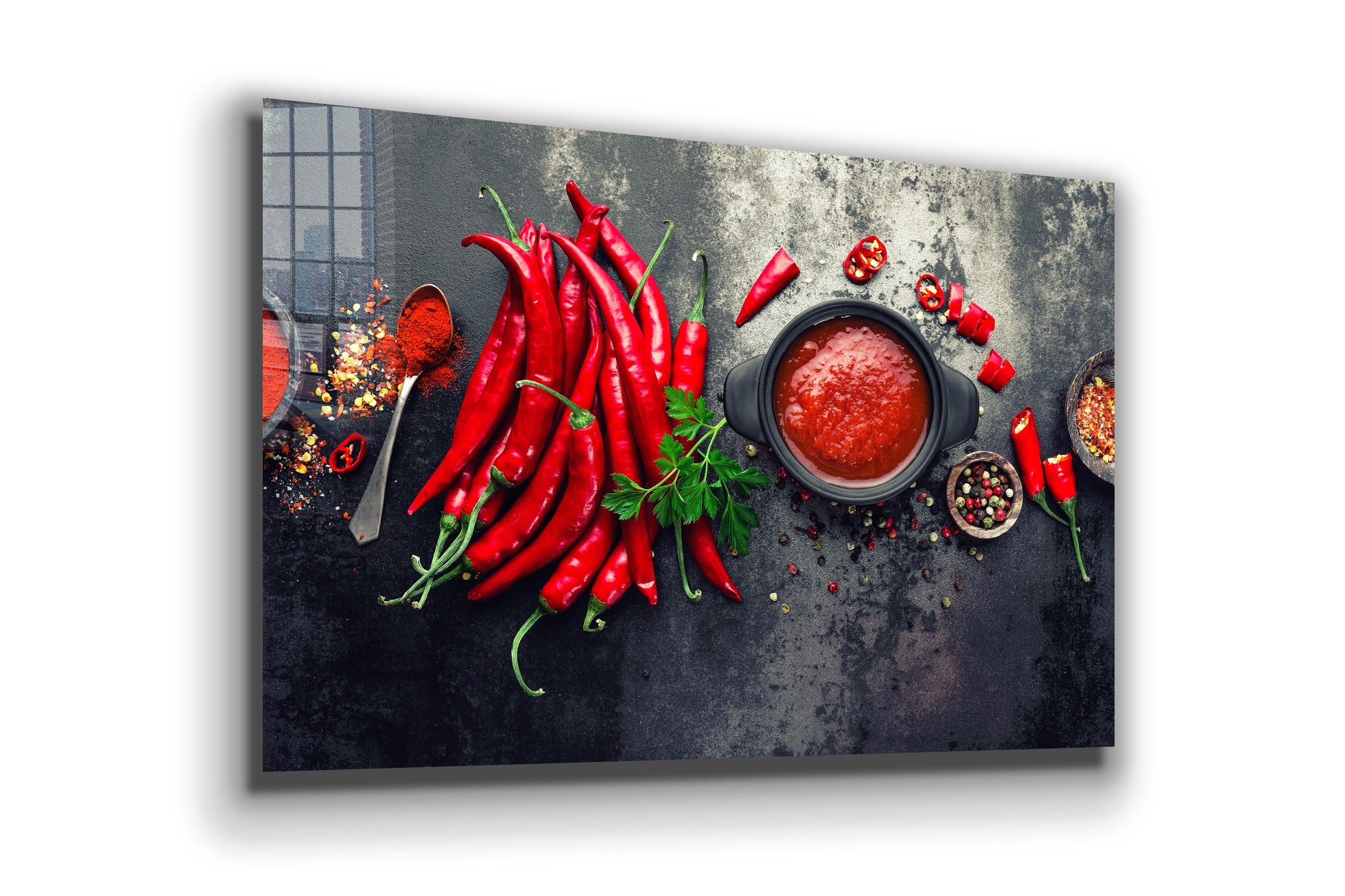 Red Chilly Pepper Large Glass Wall Art