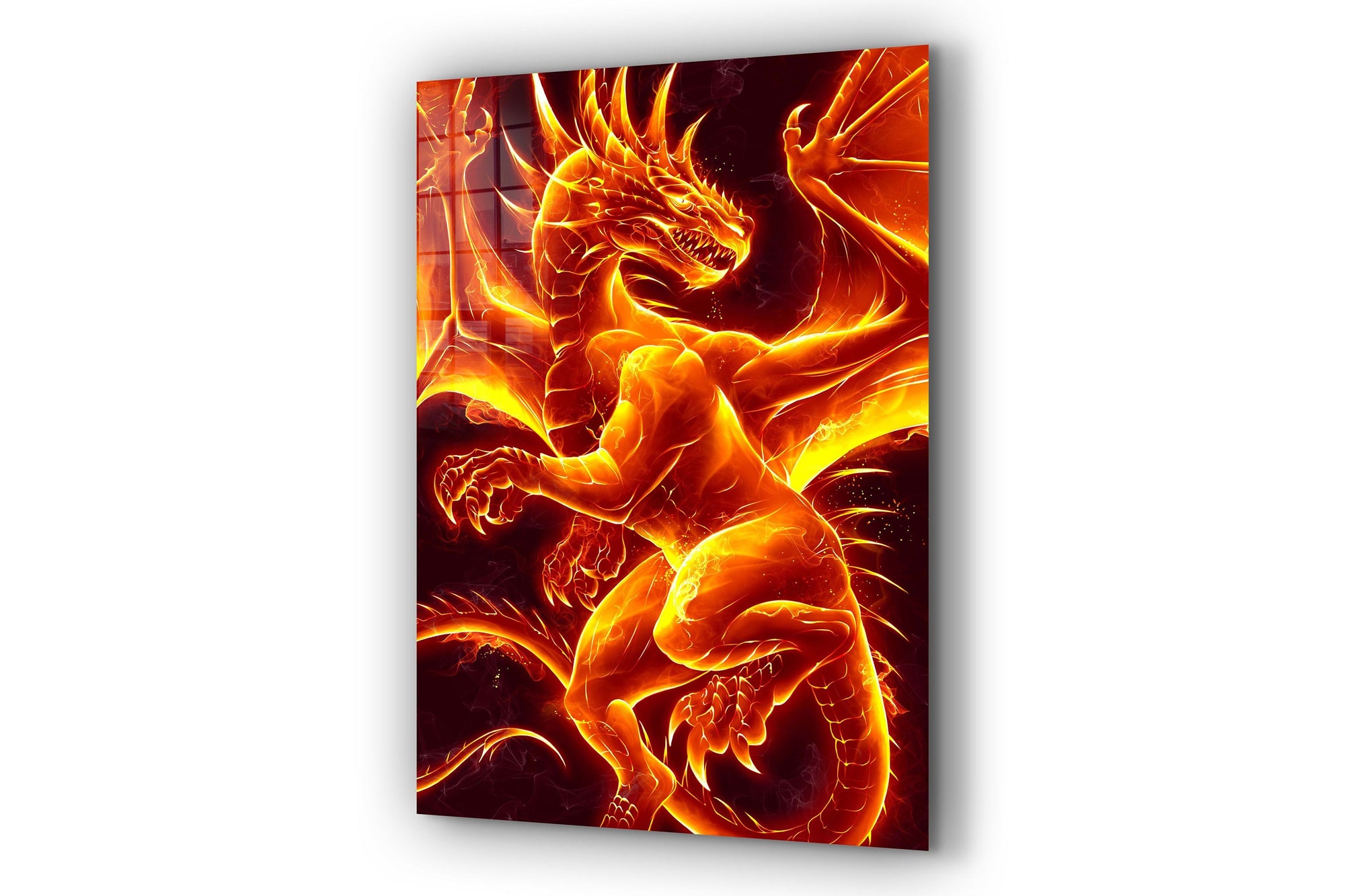 Fire Dragon Large Glass Wall Art