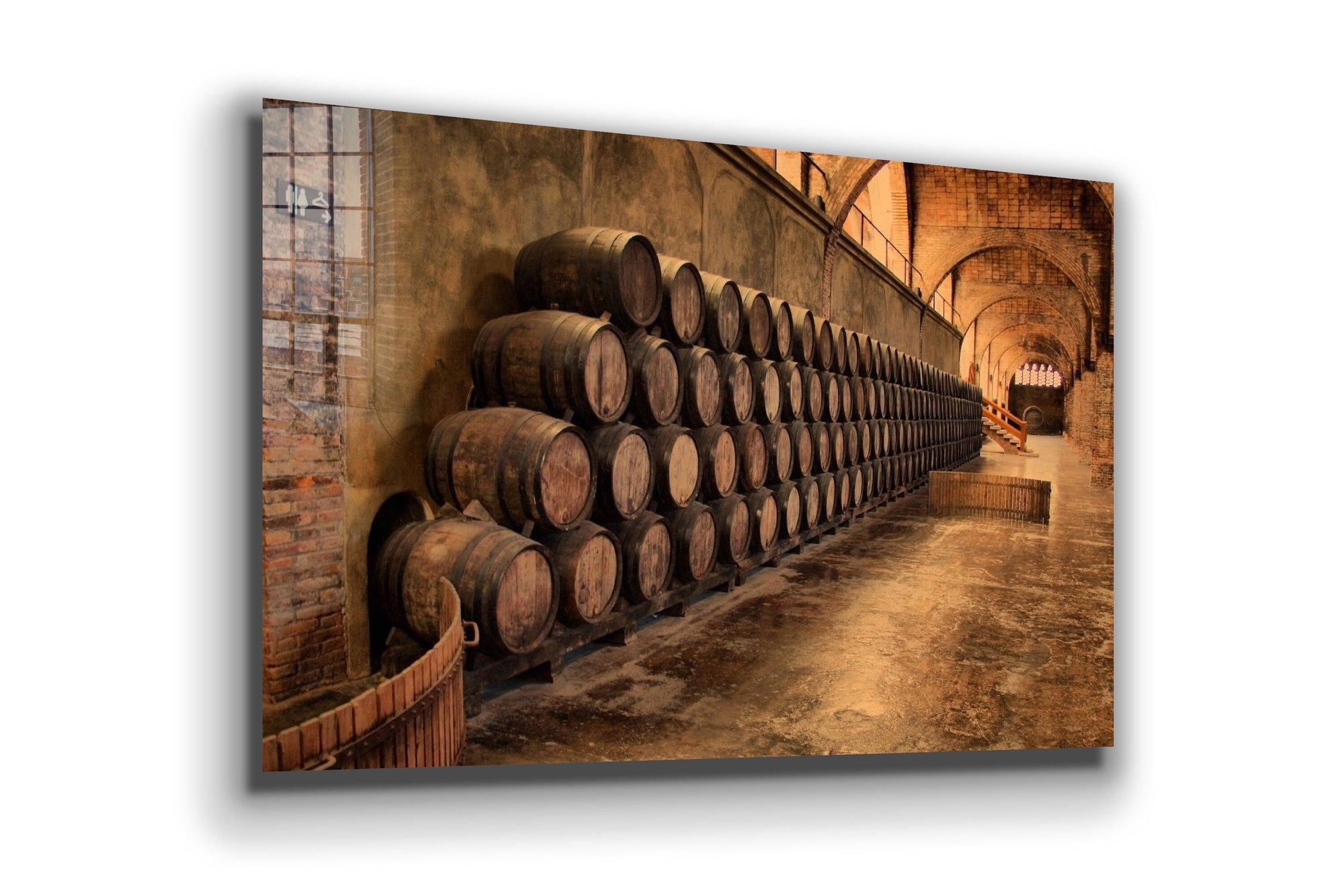 Wine Barrels Large Glass Wall Art